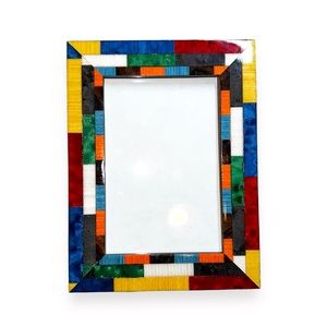 NATALINI PHOTO FRAME 4" X 6" HAND CRAFTED WOOD MARQUETRY W/EASEL FELT BACKING